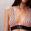 Bralette triangle légèrement doublée en Microfiber extensible avec monogramme graphique Bralette triangle légèrement doublée en Microfiber extensible avec monogramme graphique