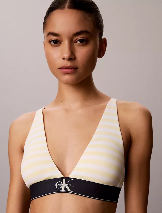 Bralette triangle légèrement doublée en Microfiber extensible avec monogramme graphique Bralette triangle légèrement doublée en Microfiber extensible avec monogramme graphique