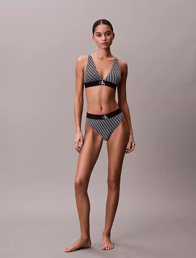 Bralette triangle légèrement doublée en Microfiber extensible avec monogramme graphique Bralette triangle légèrement doublée en Microfiber extensible avec monogramme graphique