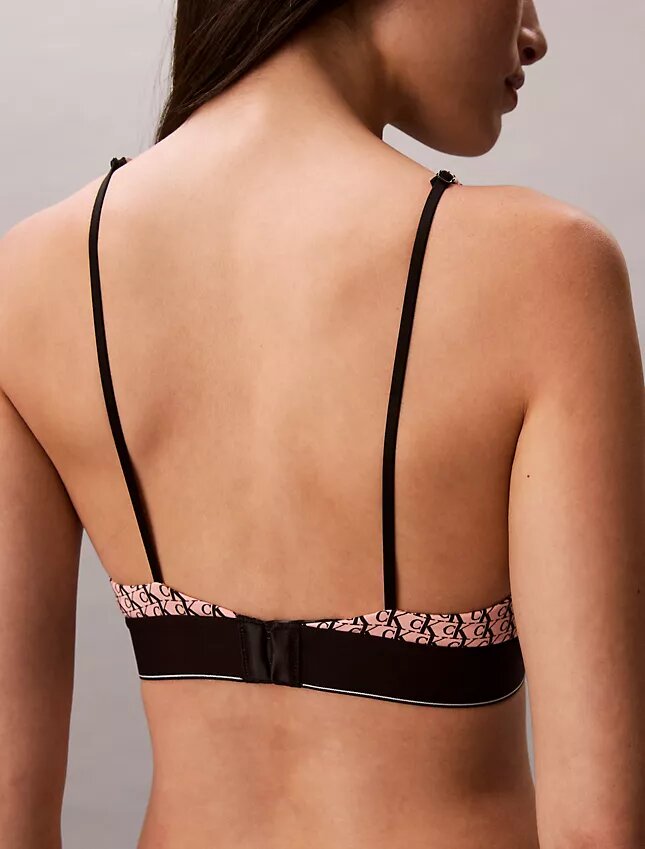 Bralette triangle légèrement doublée en Microfiber extensible avec monogramme graphique Bralette triangle légèrement doublée en Microfiber extensible avec monogramme graphique