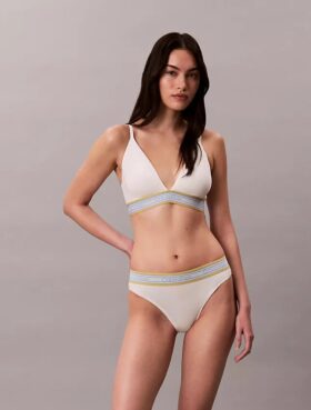 Bralette triangle légèrement doublée à rayures en coton et Modal