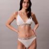 Bralette triangle légèrement doublée à rayures en coton et Modal