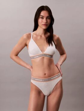 Bralette triangle légèrement doublée à rayures en coton et Modal