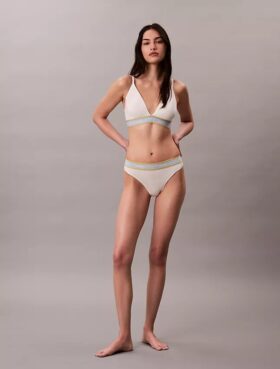 Bralette triangle légèrement doublée à rayures en coton et Modal