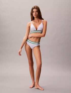 Bralette triangle légèrement doublée à rayures en coton et Modal