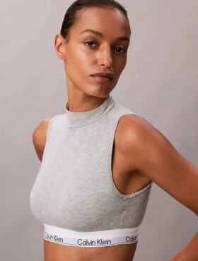 Brassière à col montant légèrement doublée en coton Modal Icon