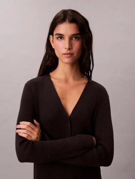 Cardigan en coton côtelé lisse