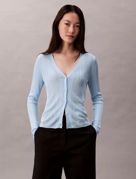 Cardigan en maille côtelée unie et multicolore