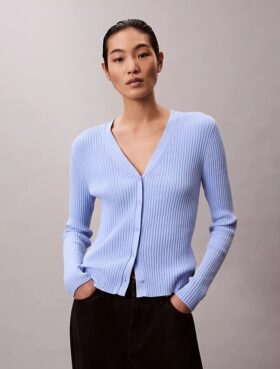 Cardigan en maille côtelée unie et multicolore