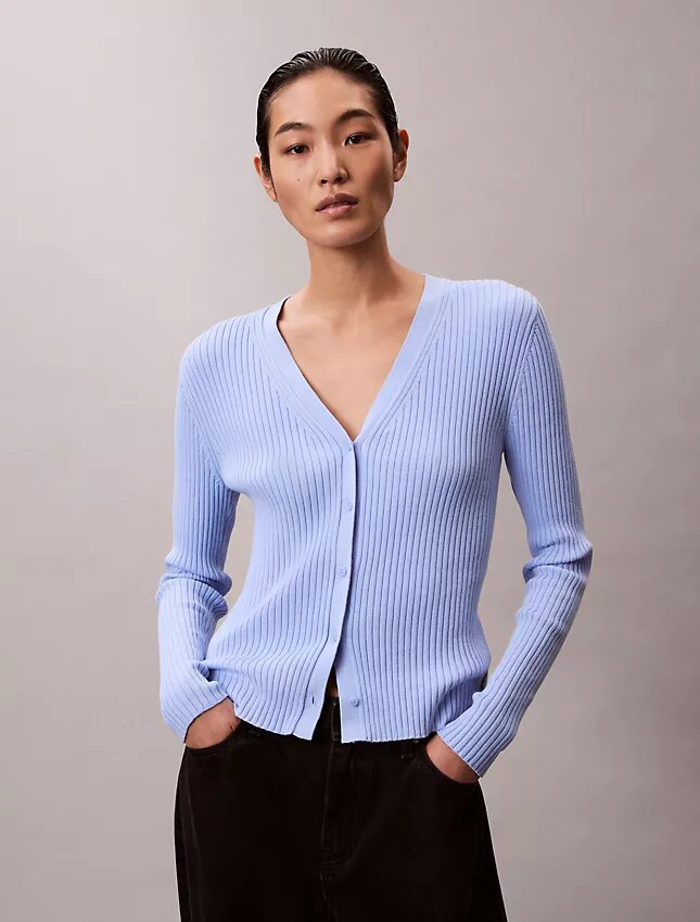 Cardigan en maille côtelée unie et multicolore Cardigan en maille côtelée unie et multicolore