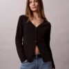Cardigan slim à fines côtes tissées Monologo Cardigan slim à fines côtes tissées Monologo
