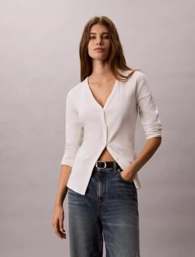 Cardigan slim à fines côtes tissées Monologo