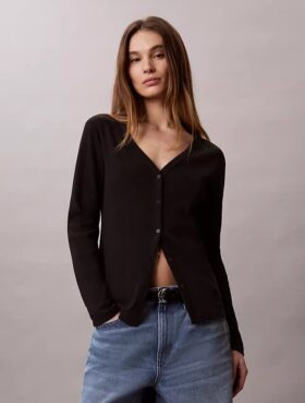 Cardigan slim à fines côtes tissées Monologo