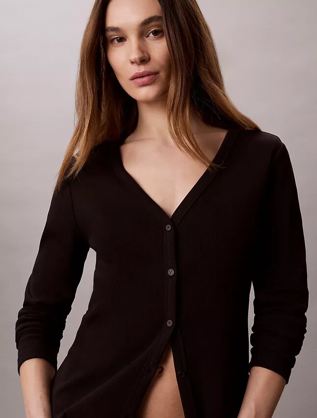 Cardigan slim à fines côtes tissées Monologo Cardigan slim à fines côtes tissées Monologo