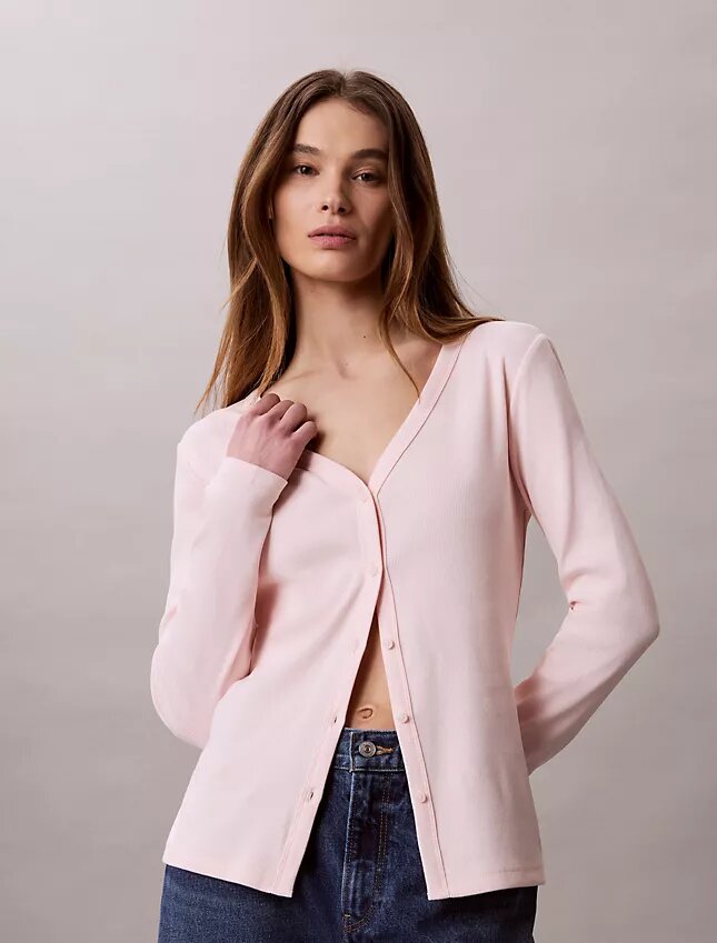 Cardigan slim à fines côtes tissées Monologo Cardigan slim à fines côtes tissées Monologo