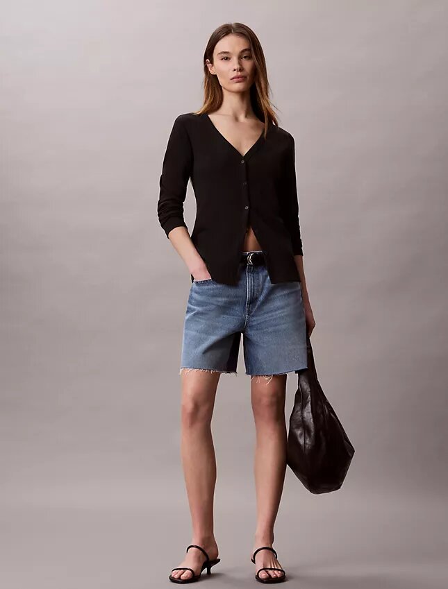 Cardigan slim à fines côtes tissées Monologo Cardigan slim à fines côtes tissées Monologo