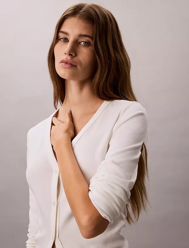 Cardigan slim à fines côtes tissées Monologo Cardigan slim à fines côtes tissées Monologo