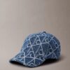 Casquette de baseball en Denim avec logo emblématique sur toute la surface Casquette de baseball en Denim avec logo emblématique sur toute la surface