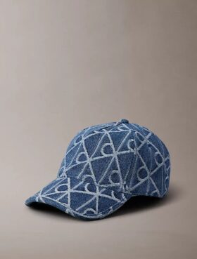 Casquette de baseball en Denim avec logo emblématique sur toute la surface