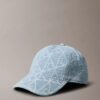 Casquette de baseball en Denim avec logo emblématique sur toute la surface Casquette de baseball en Denim avec logo emblématique sur toute la surface