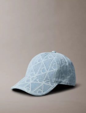 Casquette de baseball en Denim avec logo emblématique sur toute la surface