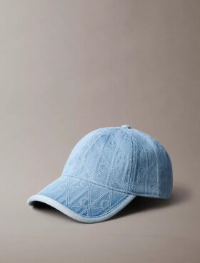Casquette de baseball en Denim avec logo emblématique sur toute la surface