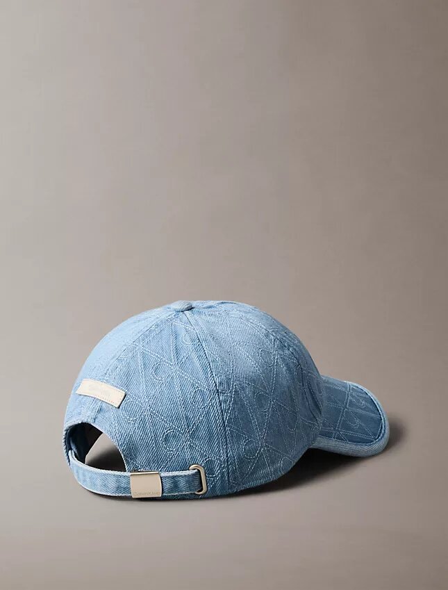 Casquette de baseball en Denim avec logo emblématique sur toute la surface Casquette de baseball en Denim avec logo emblématique sur toute la surface