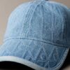 Casquette de baseball en Denim avec logo emblématique sur toute la surface Casquette de baseball en Denim avec logo emblématique sur toute la surface