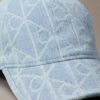 Casquette de baseball en Denim avec logo emblématique sur toute la surface Casquette de baseball en Denim avec logo emblématique sur toute la surface