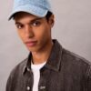Casquette de baseball en Denim avec logo emblématique sur toute la surface Casquette de baseball en Denim avec logo emblématique sur toute la surface