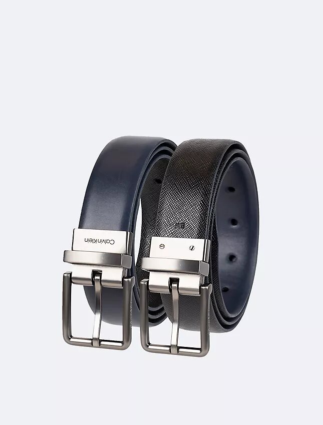 Ceinture habillée réversible en cuir Saffiano Ceinture habillée réversible en cuir Saffiano