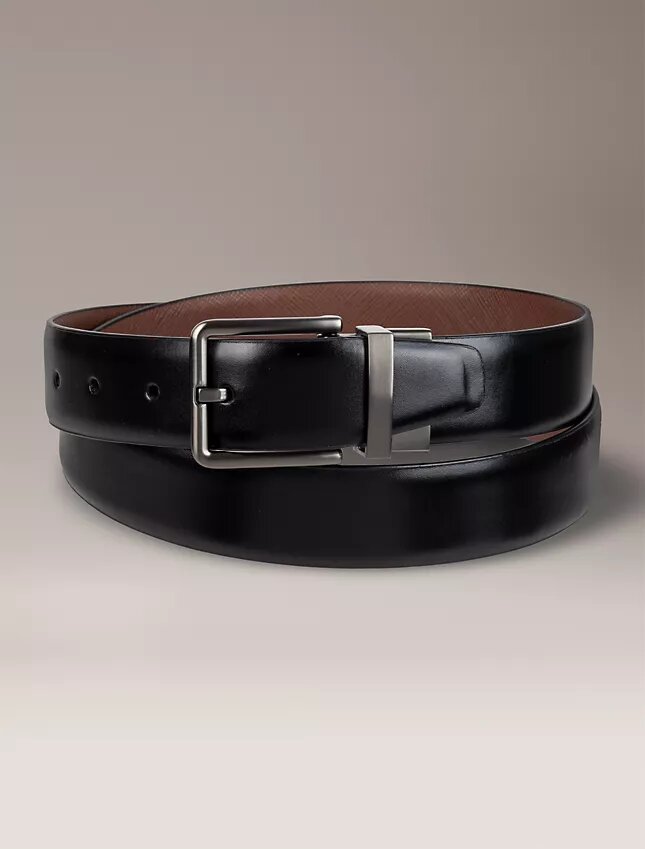 Ceinture habillée réversible en cuir Saffiano Ceinture habillée réversible en cuir Saffiano