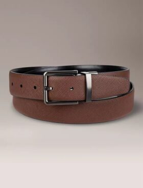 Ceinture habillée réversible en cuir Saffiano