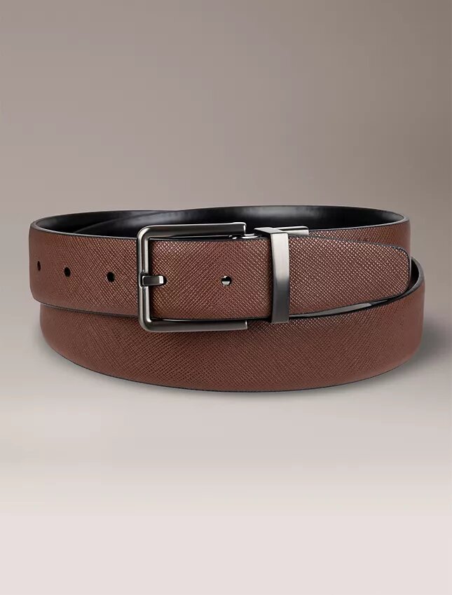 Ceinture habillée réversible en cuir Saffiano Ceinture habillée réversible en cuir Saffiano