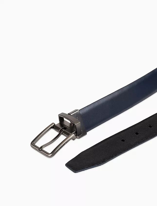 Ceinture habillée réversible en cuir Saffiano Ceinture habillée réversible en cuir Saffiano