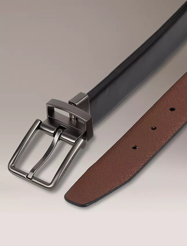 Ceinture habillée réversible en cuir Saffiano Ceinture habillée réversible en cuir Saffiano