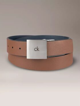 Ceinture réversible avec plaque logo carrée
