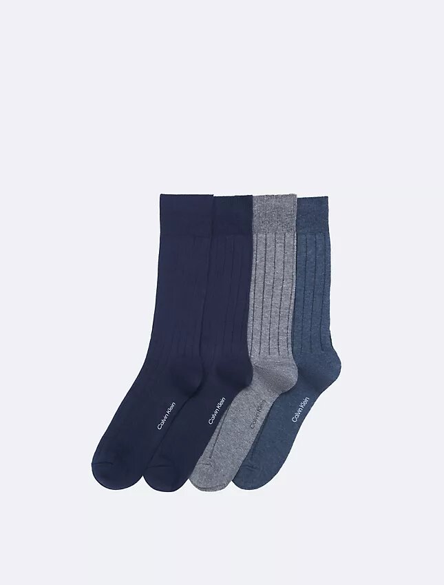 Chaussettes habillées à logo côtelé, lot de 4 Chaussettes habillées à logo côtelé, lot de 4
