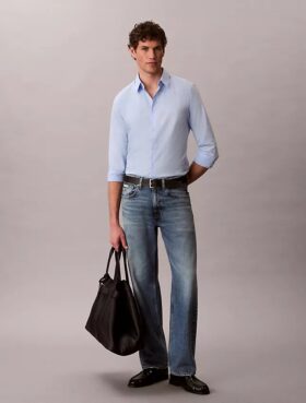 Chemise ajustée stretch à boutons