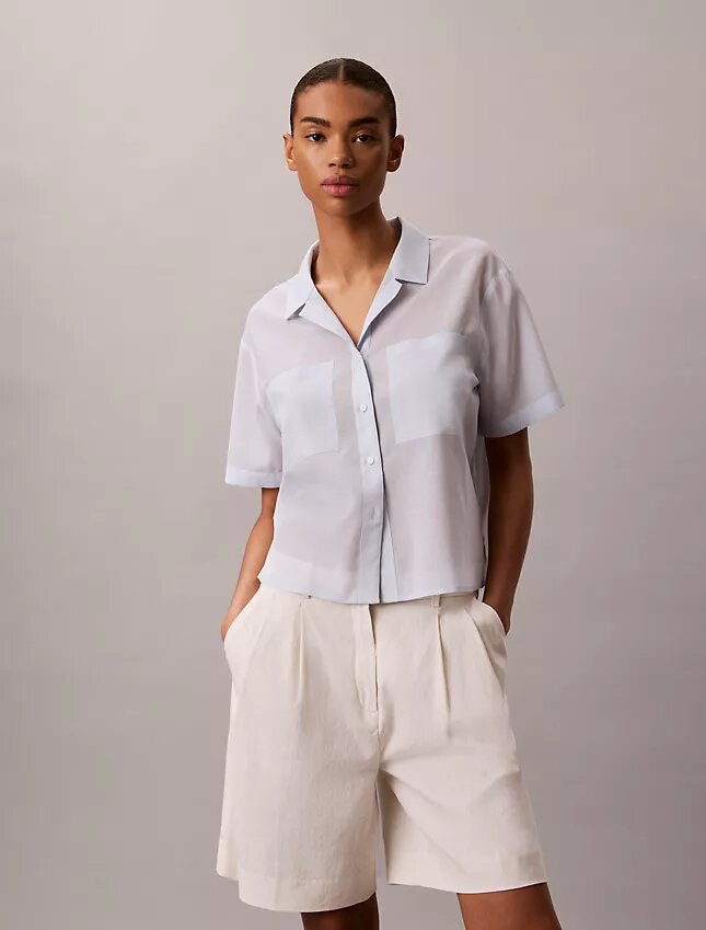 Chemise ample boutonnée en coton mélangé Chemise ample boutonnée en coton mélangé