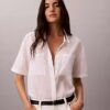 Chemise ample boutonnée en coton mélangé Chemise ample boutonnée en coton mélangé