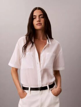 Chemise ample boutonnée en coton mélangé