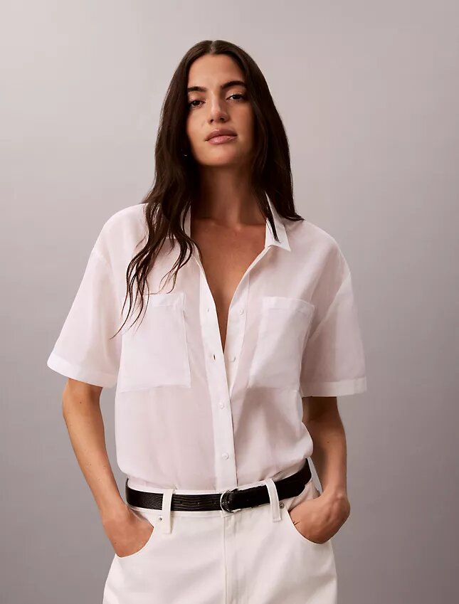 Chemise ample boutonnée en coton mélangé Chemise ample boutonnée en coton mélangé