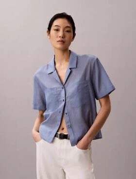 Chemise ample boutonnée en coton mélangé