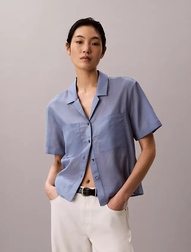 Chemise ample boutonnée en coton mélangé Chemise ample boutonnée en coton mélangé