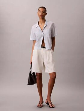 Chemise ample boutonnée en coton mélangé
