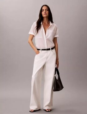 Chemise ample boutonnée en coton mélangé