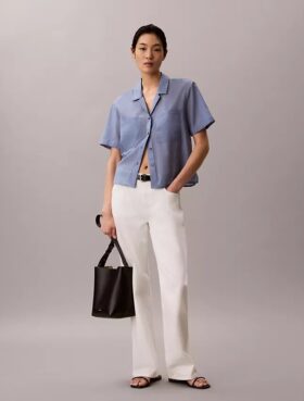 Chemise ample boutonnée en coton mélangé