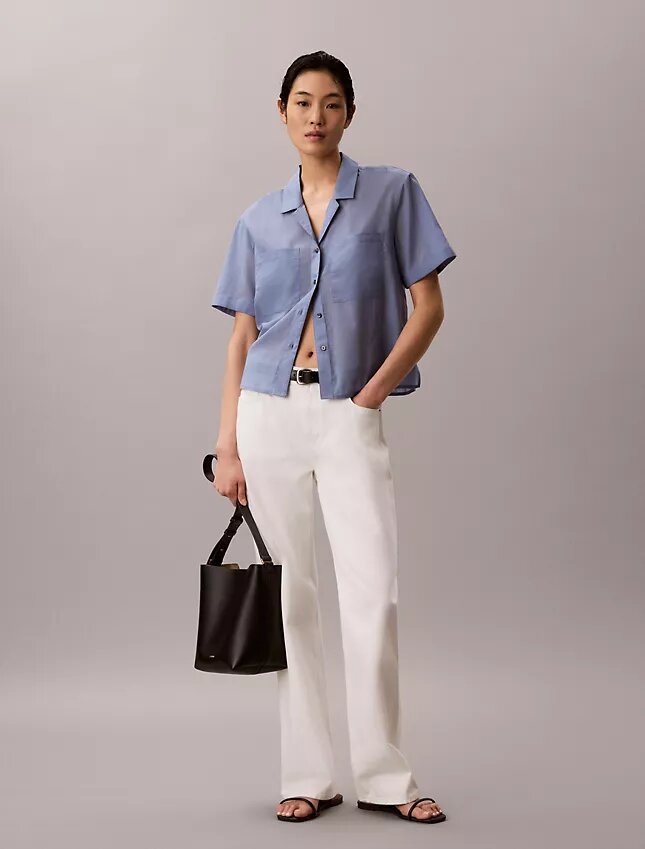 Chemise ample boutonnée en coton mélangé Chemise ample boutonnée en coton mélangé
