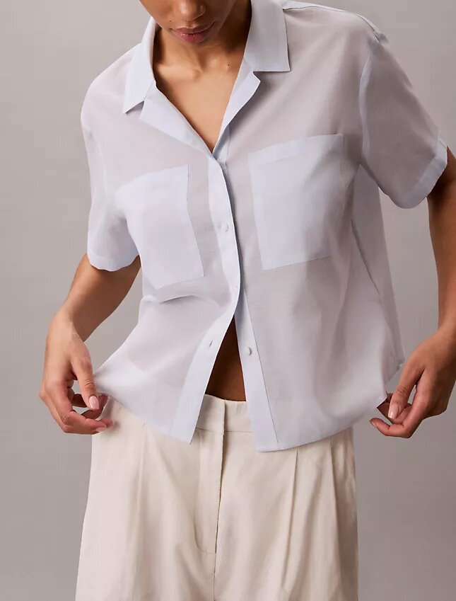 Chemise ample boutonnée en coton mélangé Chemise ample boutonnée en coton mélangé